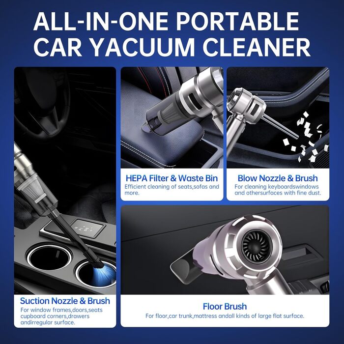 Бездротовий міні-пилосос Semflagree 23000Pa: для дому, авто, офісу. Зручний, портативний, для видалення шерсті тварин. USB-зарядка.