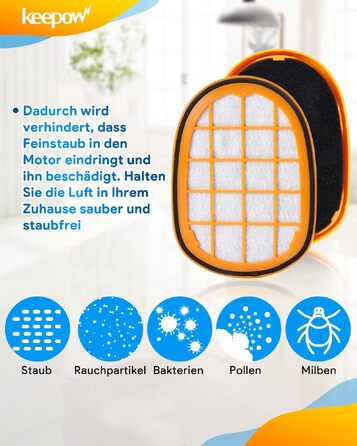 Набір фільтрів Keepow для пилососа Philips SpeedPro Max Aqua (8 шт.), мийні HEPA-фільтри для аккумуляторного пилососа