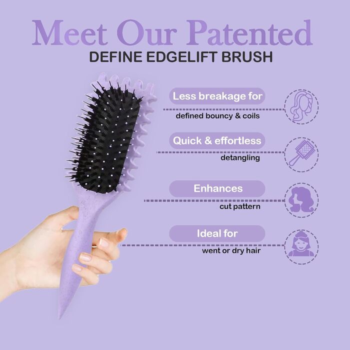 Щітка для локонів Lockenbürste: розгладжує, формує, не тягне, нейлон, унісекс (фіолетова, 24 см)