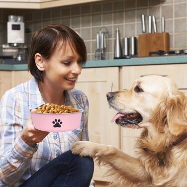 Набір з 4 мисок для собак з нержавіючої сталі, протиковзкі, для води та корму, 18 см, підходять для собак та котів будь-якого розміру