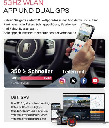 Відеореєстратор VANTRUE E1 Pro 4K HDR STARVIS: Автомобільний відеореєстратор з GPS, Wi-Fi, нічним баченням та паркувальним режимом