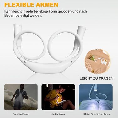 Ліхтар на шию для рукоділля Lumi Crealis: лампа для в'язання, читання, шиття, ремонту з регульованою яскравістю (3 кольори, 9 рівнів)
