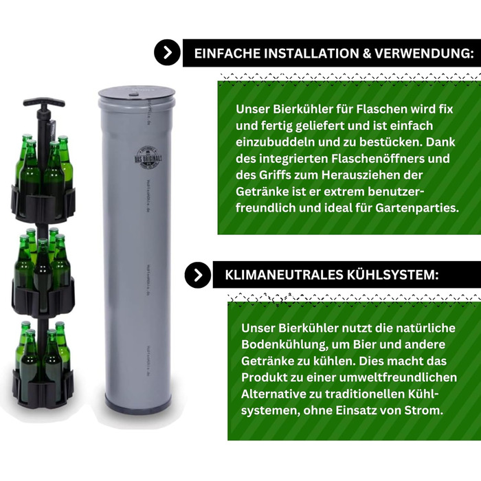 The Original! (without elevator) I Outdoor Ground Pit Beer Cooler I Up to 15 Different Bottles (0.33/0.5 l) I Easy Installation I Robust Materials I Includes Game