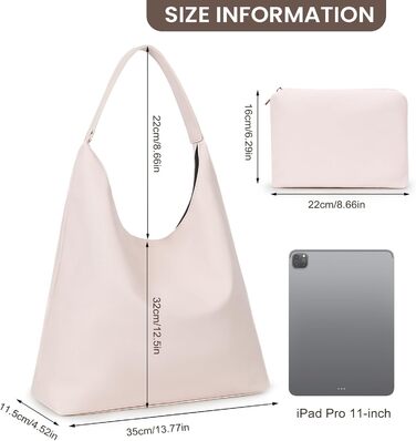 Сумка жіноча GSenhui Hobo Bag бежева: велика шопер-баг з м'якої шкіри для роботи, навчання та покупок