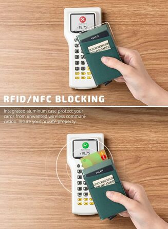 Чоловіче картхолдер VULKIT з RFID NFC захистом: компактний гаманець для 5-7 карт та грошей (Місячний зелений)