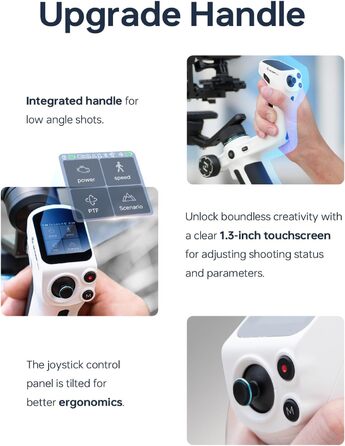 Feiyu SCORP Mini 2 Kit - Стабілізатор для бездзеркальних камер/Action-камер/iPhone/Samsung, Ручний 3-осьовий гiмбал з сумкою, світлом для селфі та подовжувачем. Чорний та білий кольори