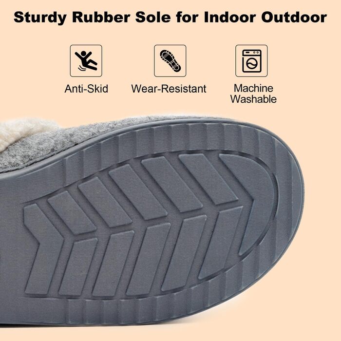 Жіночі домашні тапочки LongBay з вовняного вигляду з піною з пам'яті, м'яке Sherpa-підкладка для дому та вулиці, 38/39 EU, сірі