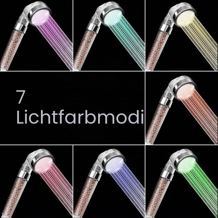 LED-лійка для душу 7 кольорів, високий тиск, водозберігаюча, фільтр від хлору