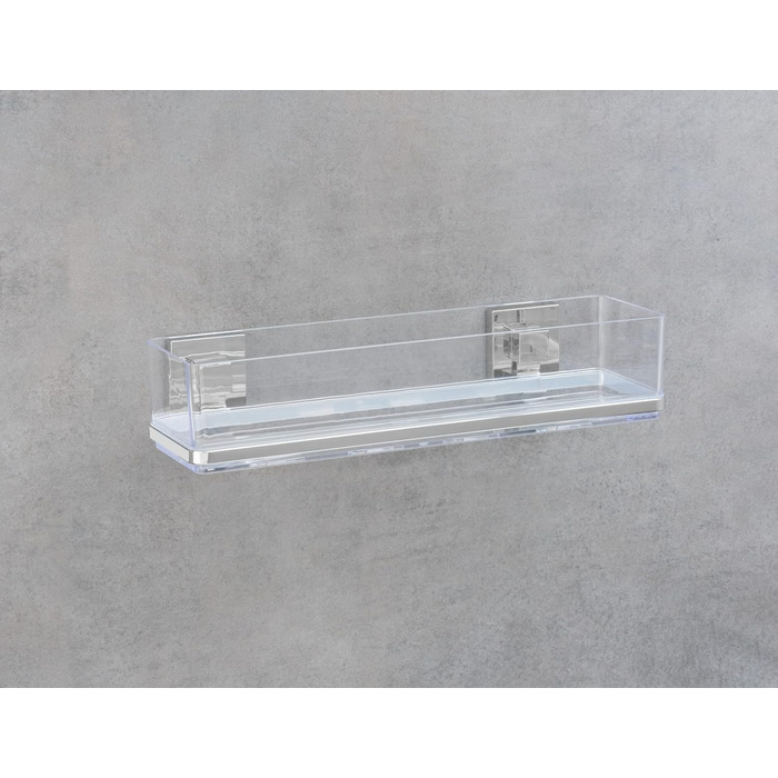 WENKO Vacuum-Loc Bathroom Wall Shelf Quadro Maxi, 2 tiers, with removable bowl, mounting without drilling, stainless steel/plastic, 38.5 x 8.5 x 14.5 cm