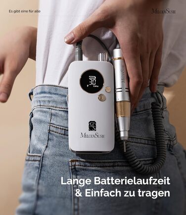 Електрична фрезер для нігтів MelodySusie SC320F – професійний бездротовий апарат для манікюру, 30000 обертів, для акрилу, гелю, полірування та видалення, набір для салону та дому (білий/золотий)