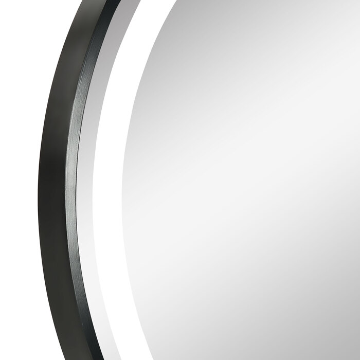 Kleankin LED Bathroom Mirror Ø60cm, Bathroom Mirror with 3 Light Colors, Touch Function, Memory Function, IP44, Black for Modern Bathroom