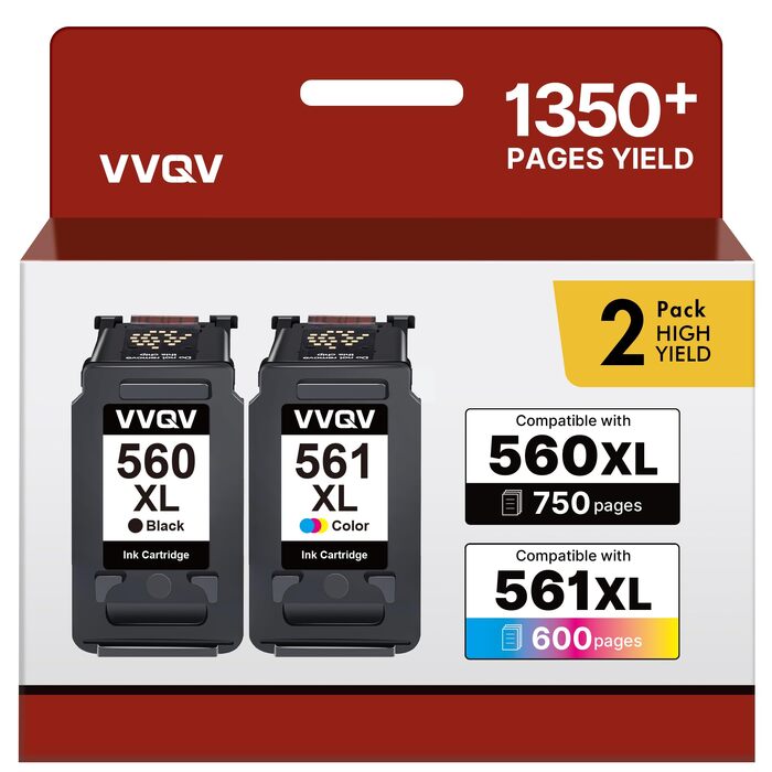 Картриджі для принтера VVQV 560XL та 561XL (чорний та кольоровий) для Canon PIXMA TS5350i, TS7450i, сумісні з Canon 560, 561