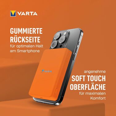 Повербанк VARTA Power Bank Energy 10000 mAh, 20W, USB-C та USB-A, Li-Polymer, з функцією Pass-Through, зарядка до 3 пристроїв одночасно, LED-індикація, помаранчевий