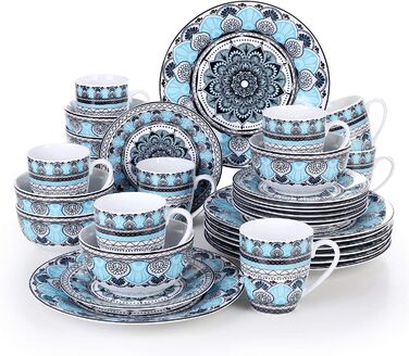 Набір посуду VEWEET на 4 особи, 16 предметів: порцеляновий сервіз з тарілками, мисками та чашками, сумісний з мийкою та мікрохвильовкою, серія Audrie