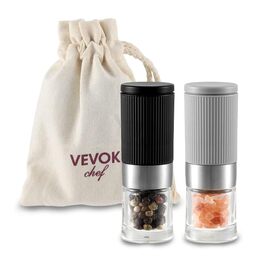 Набір мельниць для солі та перцю Vevok Chef Mini 2 шт. з регульованим керамічним жорном, прозорі. Підходять для кухні, кемпінгу, як подарунок.