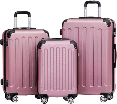 Набір валіз Beibye 2045 з трьох валіз на колесах, з жорстким корпусом, 20 кольорів (темно-зелений, принцесса-рожевий)