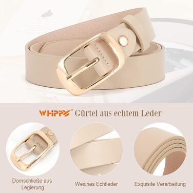 Жіночий шкіряний ремінь WHIPPY великого розміру з надійною пряжкою, для джинсів, штанів, суконь (D-бежевий (золота пряжка), M:110см (розмір талії 78-94см))