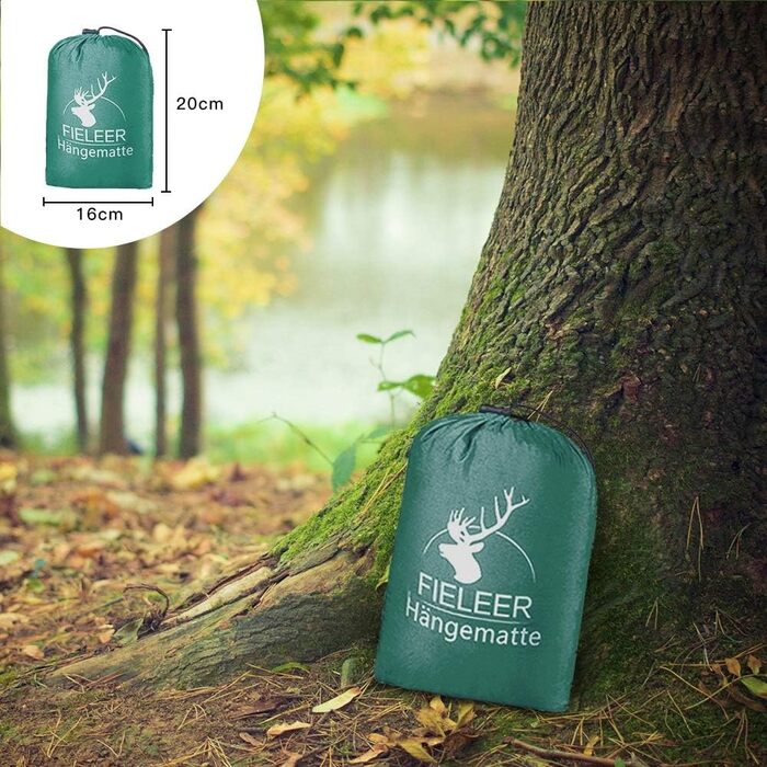 Легка туристична гамак для кемпінгу | Міцна, з карабінами та ременями, 275x140 см, 300 кг, нейлон, для відпочинку на природі та вдома, армійний зелений/камелеон