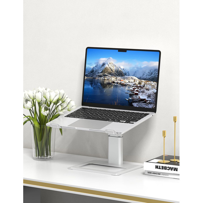SOUNDANCE Підставка для ноутбука на стіл, регульована, ергономічна, 10-17.3 дюймів, срібна