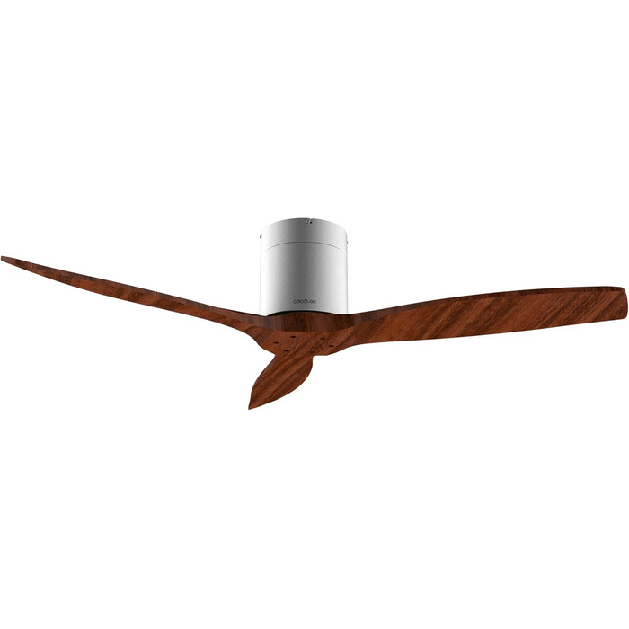 Вентилятор стельовий Cecotec EnergySilence Aero 5500 Aqua IronDarkWood Connected, двигун DC 40W, Wi-Fi, для дому та вулиці, 3 лопаті, 6 режимів, металік та темно-коричневий сталь | темне дерево