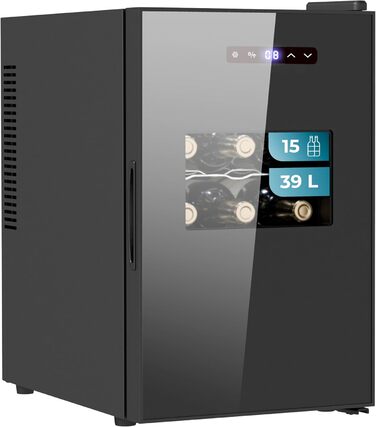 Cecotec Bolero GrandSommelier 36000 Wine Cooler - 95 Liter Compressor Wine Fridge with Adjustable Temperature, Touch Panel, LED Lighting & Quiet Operation (Black, Series 30, 15 Bottles)
