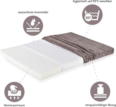 Ортопедична подушка для собак ONVAYA® з memory foam | сіра | розмір S | 62x44x5 см | миється до 95°C