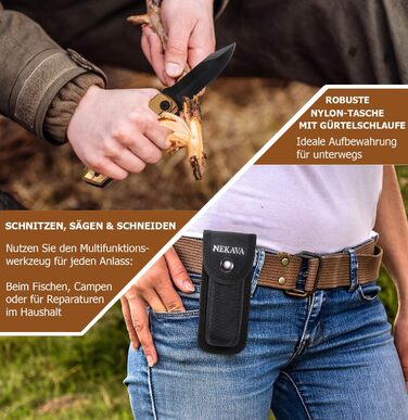 Багатофункціональний інструмент 5-в-1 | Мультитул з складним ножем з чорної нержавіючої сталі та золотим руків'ям. Ідеальний для виживання, відпочинку на природі, побуту. В комплекті безкоштовний інструмент для кредитної картки