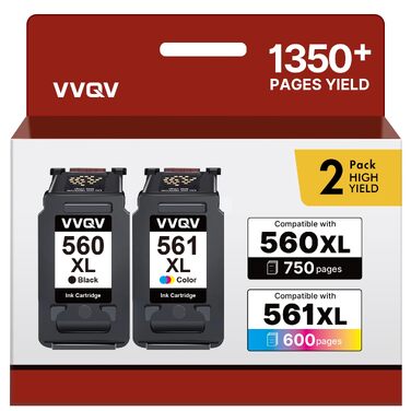 Картриджі для принтера VVQV 560XL та 561XL (чорний та кольоровий) для Canon PIXMA TS5350i, TS7450i, сумісні з Canon 560, 561