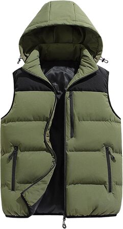 Чоловіча зимова жилетка AIEOE з капюшоном, тепла стеганая жилетка, великі розміри EU S-XL (Зелений, M)