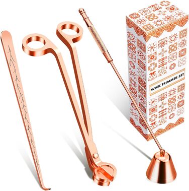 Candle Snuffer and Wick Trimmer Accessory Set (Rose Gold)