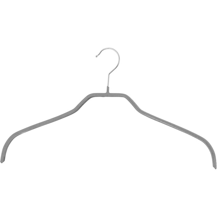 MAWA Clothes Hangers, Set of 10 Space-Saving and Non-Slip Hangers, Ideal for Shirts and Blouses, with 360° Swivel Hook, Non-Slip Coating, 41 cm, Stone Grey