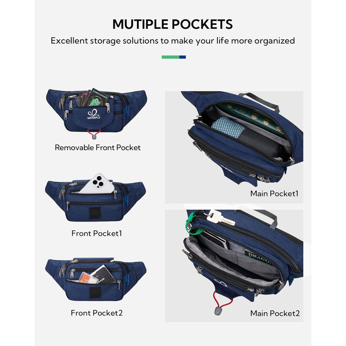 Спортивна поясна сумка Waterfly для бігу, фітнесу, подорожей та активного відпочинку (жіноча та чоловіча)