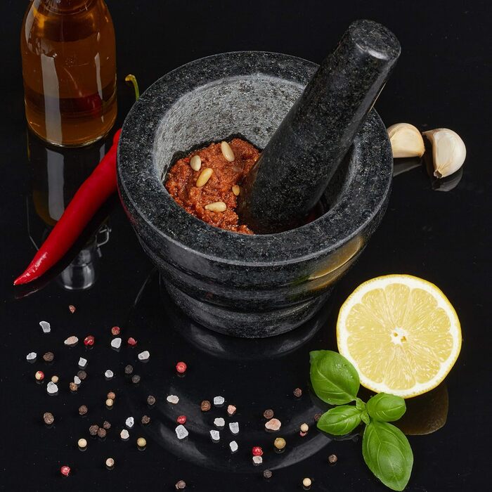 Морська гармата Relaxdays з пестиком, сірого кольору, 14 см, 400 мл - для спецій та трав