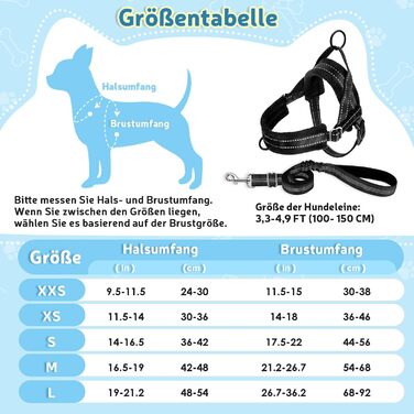 Шлейка для собак середнього та малого розміру з повідком, м'яка, не тягне, чорна, розмір S