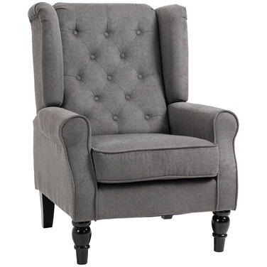 HOMCOM Comfortable Reading Chair, Weight Capacity up to 160kg, Single Armchair for Living Room, Dark Grey