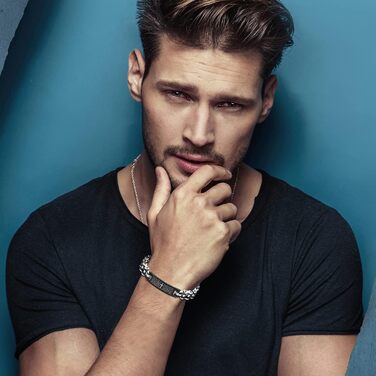 Чоловічий браслет JewelryWe з кулоном-хрестом, англійська Біблія, молитовний, з нержавіючої сталі, ланцюжок, подарунок для чоловіків (чорний/сріблястий)
