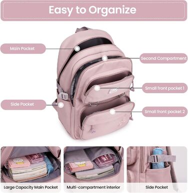 Дитячий рюкзак для дівчаток, рюкзак для підлітків – стильний та водонепроникний, для 3-9 класів, великий, для школи та подорожей, блакитний (8529# фіолетовий)