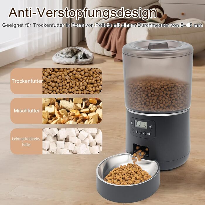 Автомат для годування котів з таймером – 4L, програмований, точний контроль порцій, чорний