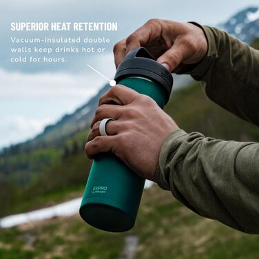 Френч-прес для кави ESPRO Ultralight Mini з термоізоляцією, 475 мл, зелений – портативна кавоварка для подорожей