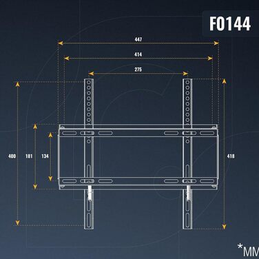 Настінний кронштейн для телевізора RICOO F0144, ультратонкий універсальний тримач для Smart OLED та вигнутих ТВ 40-75 дюймів, до 75 кг, VESA 400x400 мм