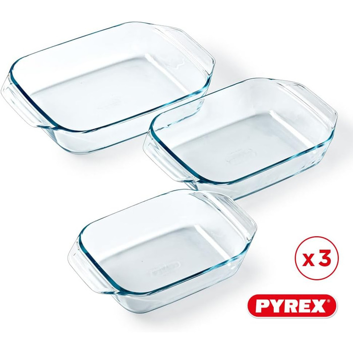 Набір з 3 жароміцних форм Pyrex із боросилікатного скла