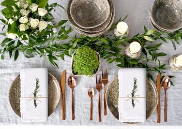 Household Linen Napkins, 20 x 20 inches, Linen, Cotton, Washable and Reusable, Lace Table Napkins for Hotel, Spring, Easter, Weddings and Parties, Very Absorbent, White, 12
