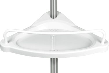 stardis Telescopic Corner Shelf, Stainless Steel, Rust-Proof with 4 Shelves, Shower Shelf, Telescopic Shelf for Shower, Bathroom, Shower Shelf, Height Adjustable from 120-300 cm, White