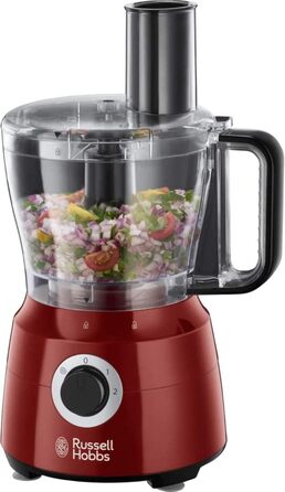 Russell Hobbs Food Processor Multi [Standmixer/Mixer/Chopper/Shredder/Grater/Whisk] Desire Red (Mixing, Chopping & Shredding etc., Dishwasher-safe accessories, 600W) 24730-56