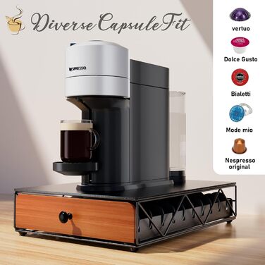 Тримач для капсул кави Nespresso Vertuo та Dolce Gusto на 50 капсул, металевий, чорний
