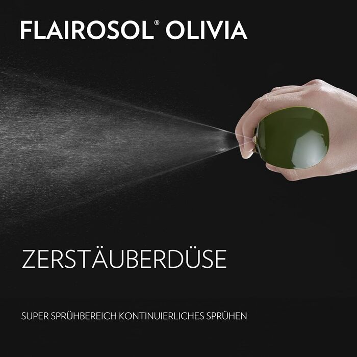 Скляний олійний спрей FLAIROSOL OLIVIA 200 мл, безперервне розпилення, контроль порцій, для кухні, салатів, грилю, випічки, зелений