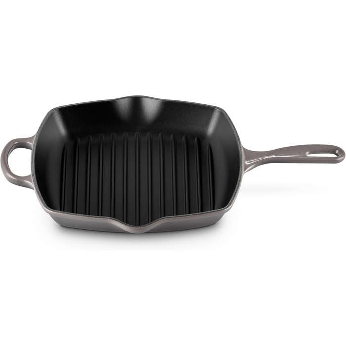 Le Creuset Signature чавунна гриль-пательня квадратна 26 см, для всіх типів плит, індукція, 2,86 кг, колір Flint