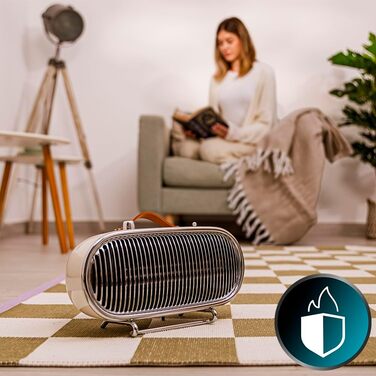 Обідній нагрівач Cecotec ReadyWarm 1500 Ceramic Retro: керамічний, 1500 Вт, регульований термостат, 2 режими, безпека, 15 м², бежевий