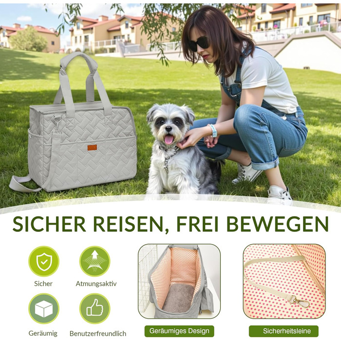 Транспортна переноска для котів та собак, переноска для тварин, сумка-переноска для собак та котів, аксесуари для подорожей, переноска для цуценят, регульований поводок (Сріблястий, L)