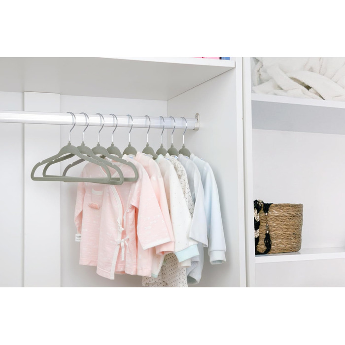 Плечики для дитячого одягу ManGotree з велюру, 30 шт. з обертовим гачком, плечики для дітей та дитячого одягу, сірий